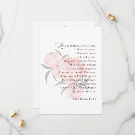 Liebe ist geduldig - Blumenschrift Save the Date (Vorderseite/Rückseite Beispiel)