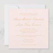 Liebe ist geduldig... Blush & Goldkalligraphie Einladung (Rückseite)