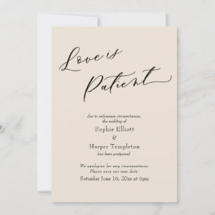 Liebe ist geduldig Cream Hochzeit verschoben Karte
