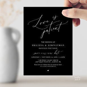 “Liebe ist geduldig” Hochzeit Terminänderung bekan Einladung