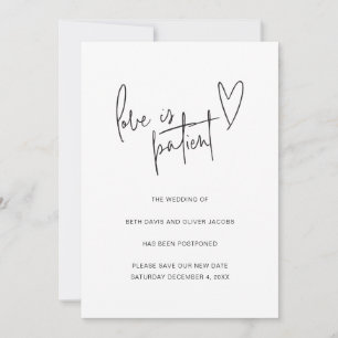 Liebe ist geduldig Hochzeit verschieben einfache E Save The Date