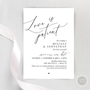 „Liebe ist geduldig“ Hochzeit verschoben Bekanntma Einladung