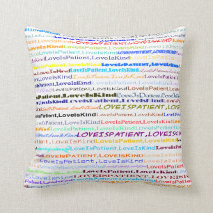 Liebe ist geduldig, Liebe ist eine Art Textentwurf Kissen
