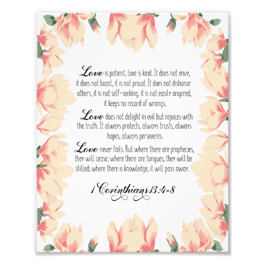Liebe ist geduldig, Liebe ist freundlich,1 Korinth Fotodruck (Vorne)