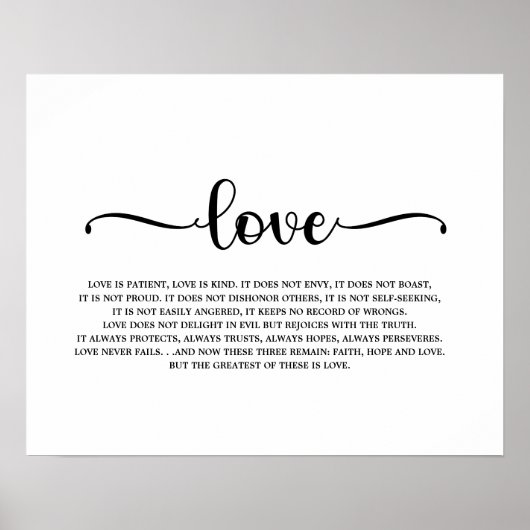 Liebe ist geduldig, Liebe ist nett, Liebe, Bibelve Poster (Vorne)
