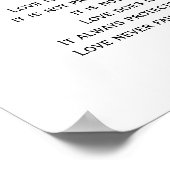 Liebe ist geduldig, Liebe ist nett, Liebe, Bibelve Poster (Ecke)