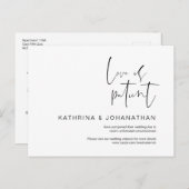 Liebe ist geduldig, Minimalismus Hochzeit verzöger Postkarte (Vorne/Hinten)
