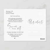 Liebe ist geduldig, Minimalismus Hochzeit verzöger Postkarte (Rückseite)