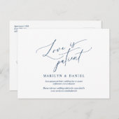Liebe ist geduldig, Navy Blue, Einladung verschobe Postkarte (Vorne/Hinten)