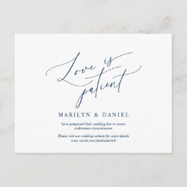 Liebe ist geduldig, Navy Blue, Einladung verschobe Postkarte