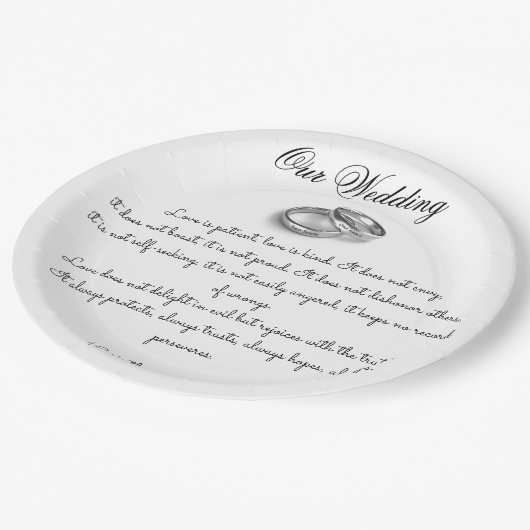 Liebe ist geduldig pappteller (Schrägansicht)