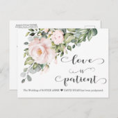 Liebe ist geduldig rosa Blume Hochzeit verschoben Postkarte (Vorne/Hinten)