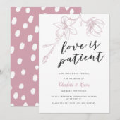 Liebe ist geduldig rosa Blumenhochzeit Ankündigung (Vorne/Hinten)