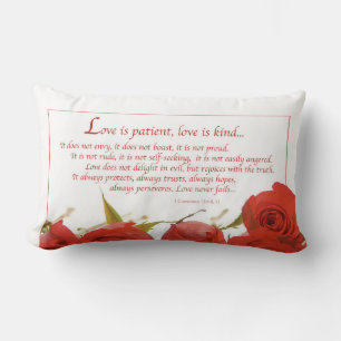 Liebe ist geduldig rote Rose Lendenkissen