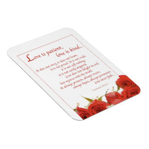 Liebe ist geduldig rote Rose Magnet