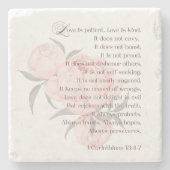 Liebe ist geduldig - Schrift Sandstone Untersetzer (Vorderseite)