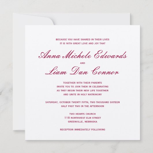 Liebe ist geduldig... Silberkalligraphie Einladung (Rückseite)