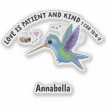 Liebe ist geduldig süße Biene und Kolibri Schrift