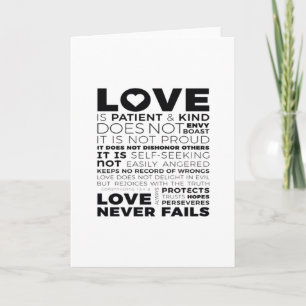 Liebe ist geduldig und gütig. Sie beneidet nicht,  Karte