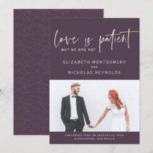 Liebe ist geduldig, wir nicht Hochzeitsanzeige Einladung