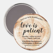Liebe ist geduldig Wood Cut Rettete unser neues Da Magnet (Vorderseite/Rückseite)