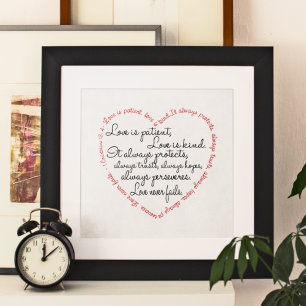 Liebe ist geduldig Wort Herz ungerahmt oder gerahm Poster