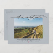 Liebe ist geduldige Hochzeit Postponement Dusty Bl Postkarte (Vorne/Hinten)