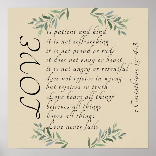 Liebe ist geduldige Liebe ist freundliches Poster (Vorne)