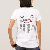 Liebe ist geduldige nette Typografie-roter T-Shirt (Rückseite)