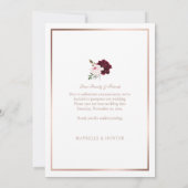 Liebe ist geduldige Rose Gold Burgund Florals Foto Dankeskarte (Rückseite)