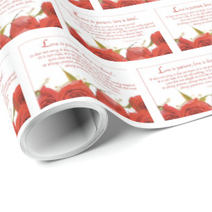 Liebe ist geduldige Rote Rose Geschenkpapier