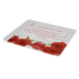 Liebe ist geduldige Rote Rose Schneidebrett