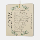 Liebe ist geduldiger Weihnachtsbaumschmuck Keramikornament (Links)
