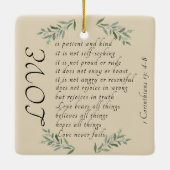 Liebe ist geduldiger Weihnachtsbaumschmuck Keramikornament (Rückseite)
