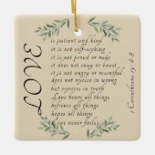 Liebe ist geduldiger Weihnachtsbaumschmuck Keramikornament (Vorderseite)