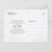 Liebe ist geduldiges blaues Leaf Hochzeit verzöger Ankündigungspostkarte (Rückseite)