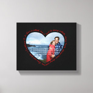 Liebe ist geduldiges Foto-Herz-Schwarzes u. Rot Leinwanddruck