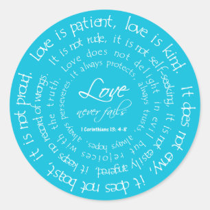 Liebe ist geduldiges Round Wedding Sticker Aqua