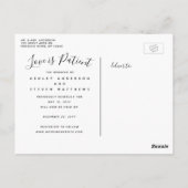 Liebe ist geduldiges Skript-Foto Hochzeit verschob Postkarte (Rückseite)