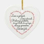 Liebe ist geduldiges Wortherz Keramik Ornament (Vorne)