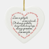 Liebe ist geduldiges Wortherz Keramik Ornament (Hinten)