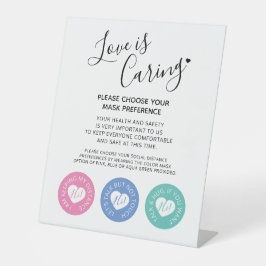 Liebe ist gekümmert Maske mit Hochzeitsanleitung Sockelschild