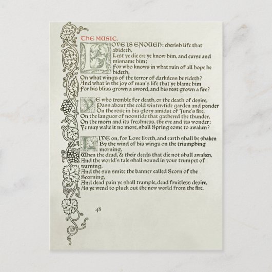 Liebe ist genug, 1897 postkarte (Vorderseite)