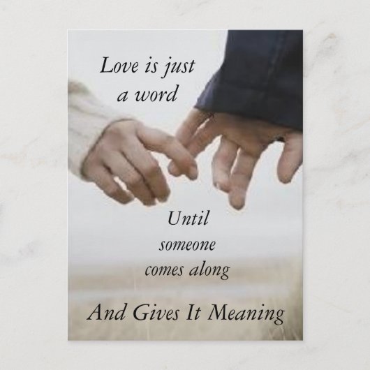 Liebe ist gerade ein Wort Ankündigungspostkarte (Vorderseite)