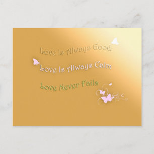Liebe ist gut, ruhig und nie Versagt Postkarte