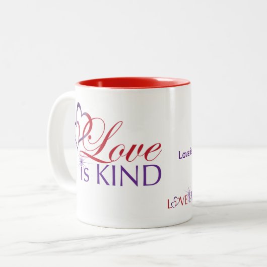 Liebe ist gütige Tasse - Zwei Töne rot (Vorderseite Links)