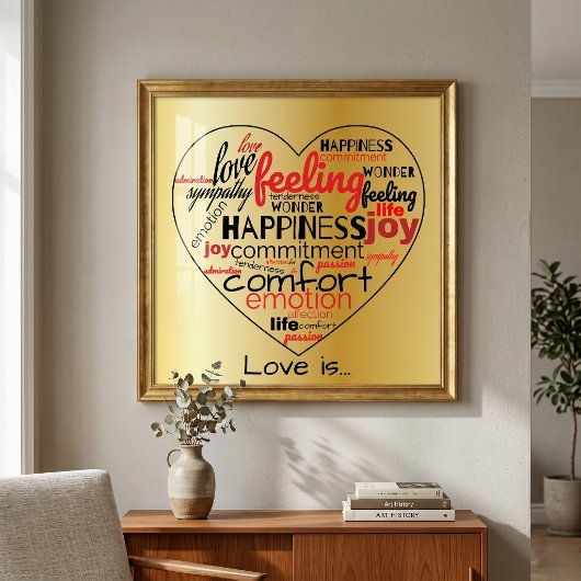 Liebe ist herzförmige Word Cloud Repeat Typografie Poster