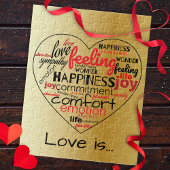 Liebe ist herzförmige Word Cloud Repeat Typografie Puzzle