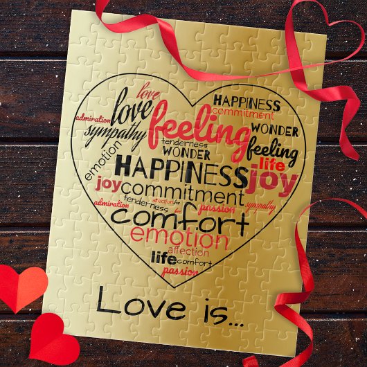 Liebe ist herzförmige Word Cloud Repeat Typografie Puzzle