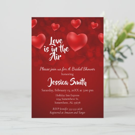 Liebe ist im Air Brautparty Einladung (Stehend Vorderseite)